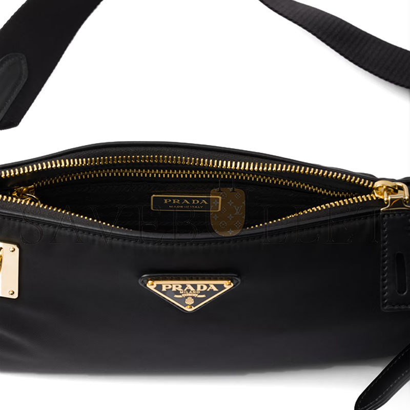 PRADA SMALL RE-NYLON AND LEATHER SHOULDER BAG 1BC234 (27*13*4cm)